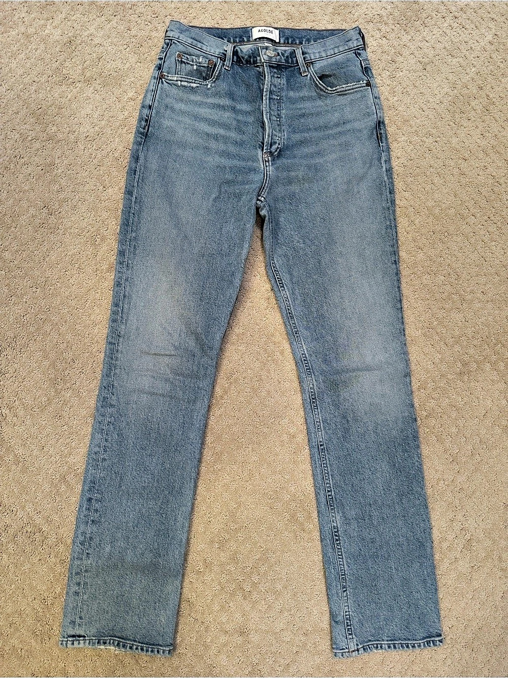 AGOLDE FREYA HIGH-RISE SLIM Straight Leg Organic Cotton Jeans Waist 27